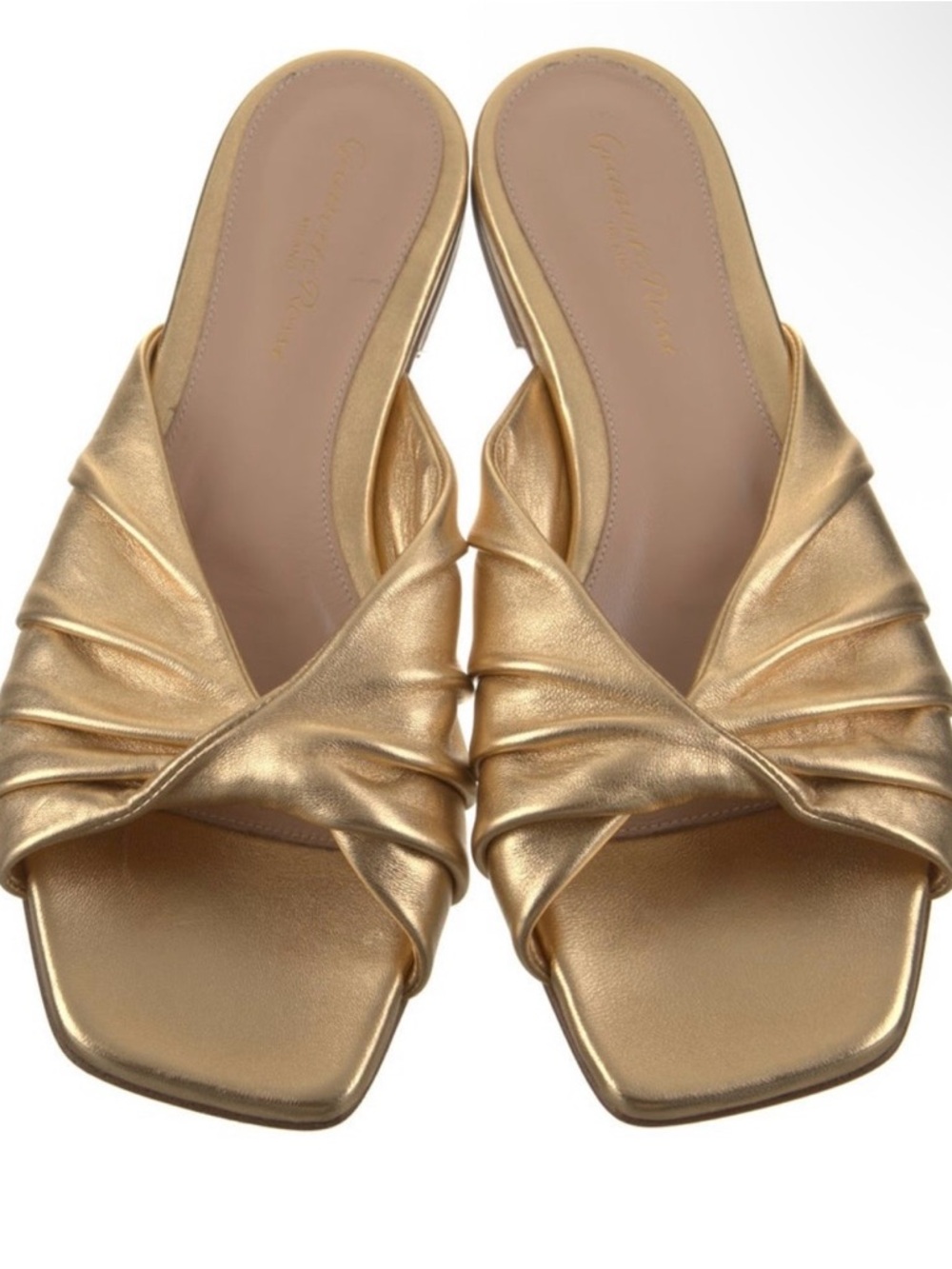 Gianvito Rossi Metallic Gold Twisted Slide Sandals